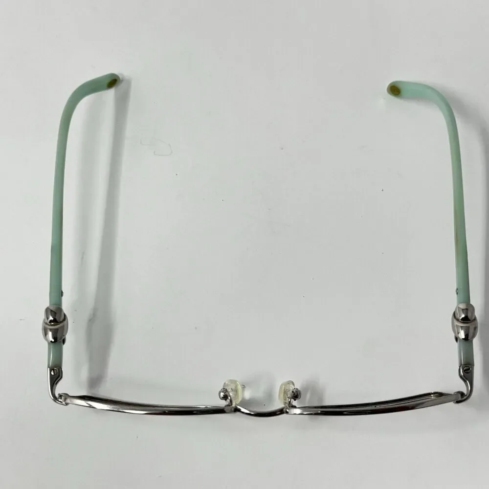 Tiffany & Co. Silver Metal Teal Accent Temple Eyeglass Frames 52-16-135